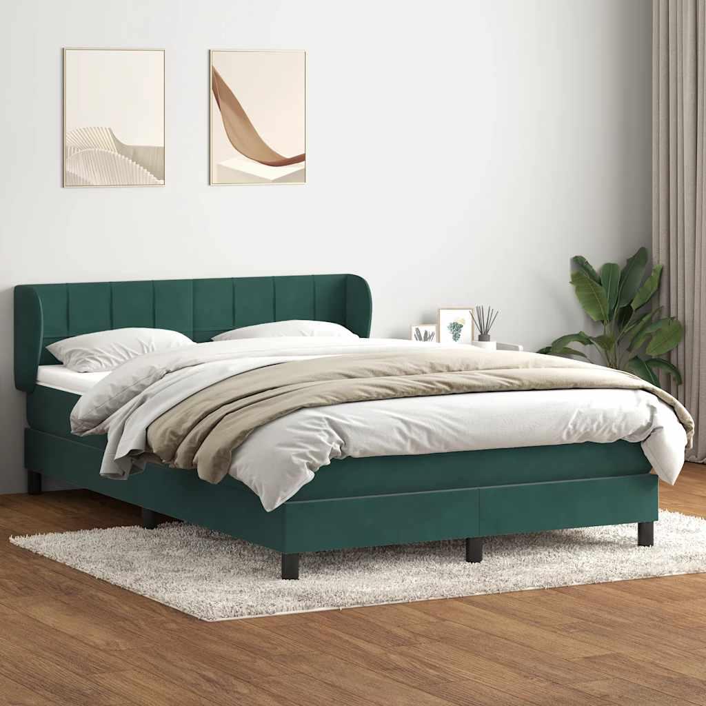 Kontinentalseng med madras 140x220 cm fløjl mørkegrøn