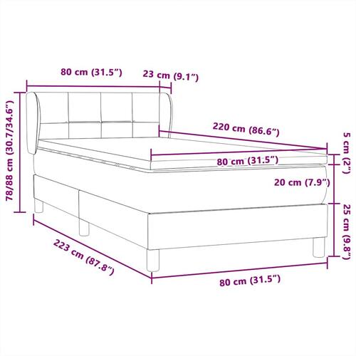 Kontinentalseng med madras sort 80x220 cm fløjl