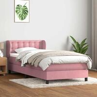 Kontinentalseng med madras 100x210 cm fløjl lyserød