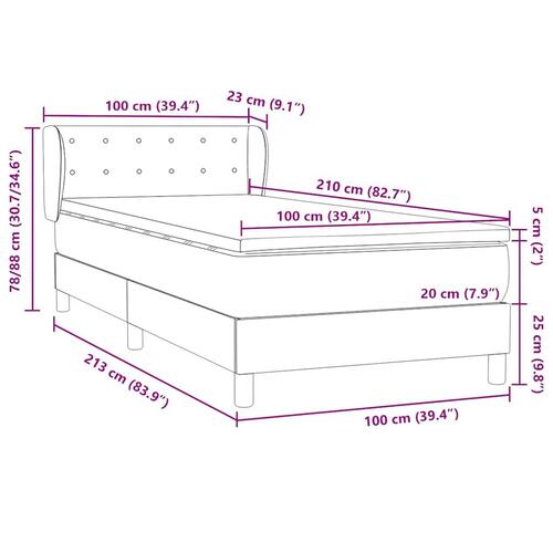Kontinentalseng med madras 100x210 cm fløjl lyserød