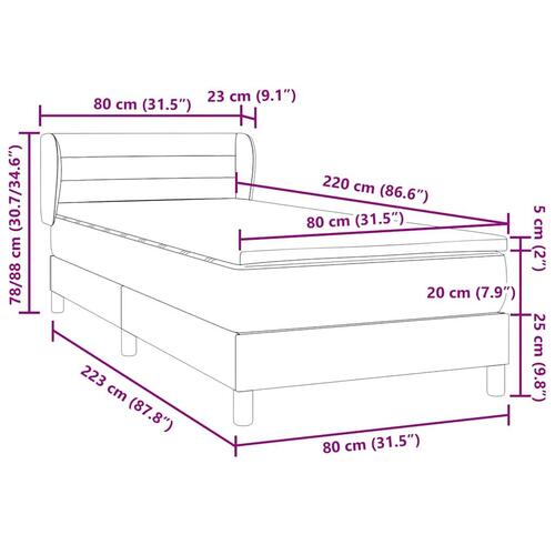 Kontinentalseng med madras sort 80x220 cm fløjl
