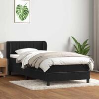 Kontinentalseng med madras sort 80x220 cm fløjl