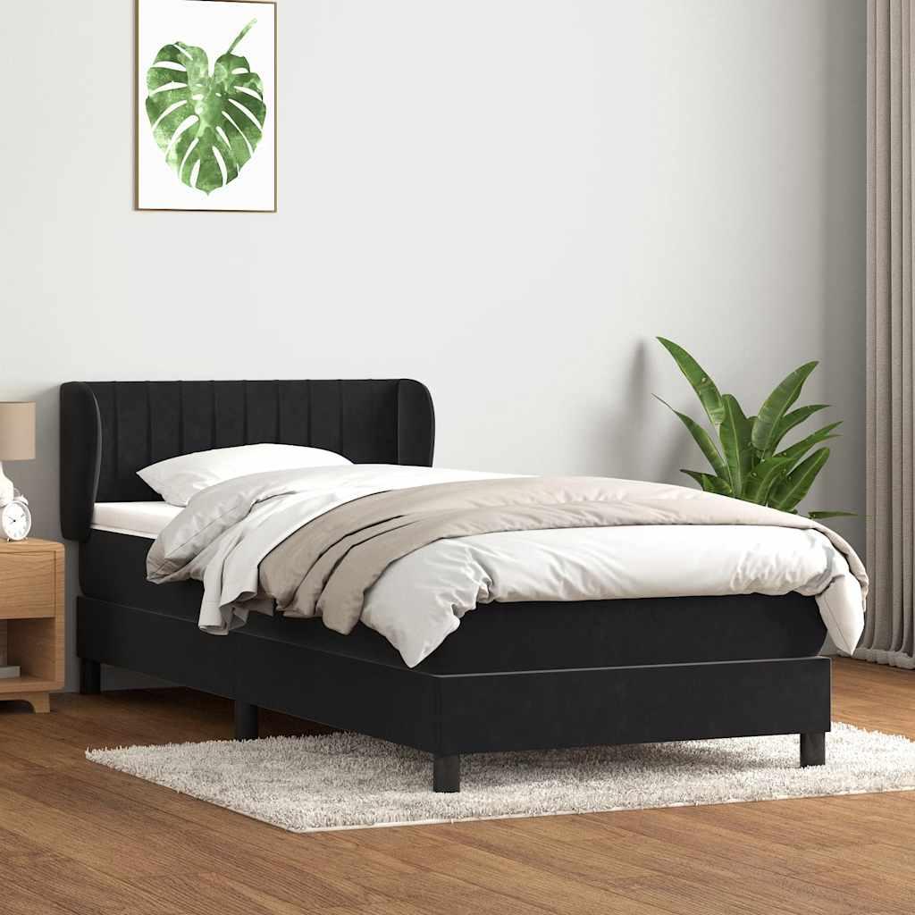 Kontinentalseng med madras sort 80x220 cm fløjl