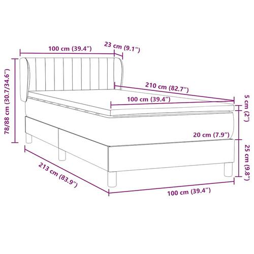 Kontinentalseng med madras 100x210 cm fløjl lyserød