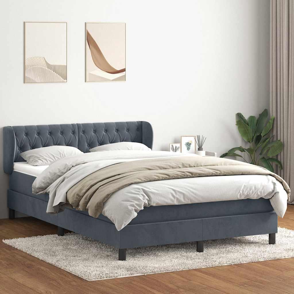 Kontinentalseng med madras 140x210 cm fløjl mørkegrå