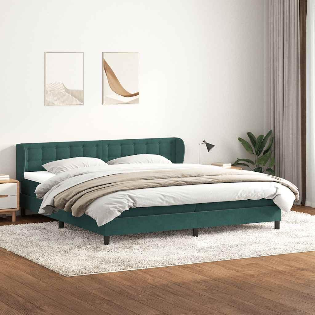 Kontinentalseng med madrasser 180x220 cm fløjl mørkegrøn billede