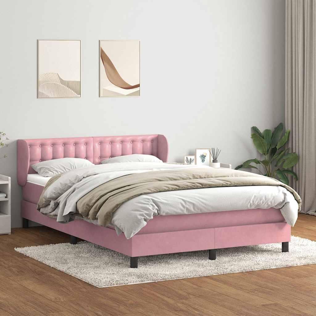 Kontinentalseng med madras 140x210 cm fløjl lyserød