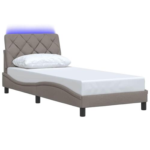 Sengeramme med LED uden madras 90x190 cm stof gråbrun
