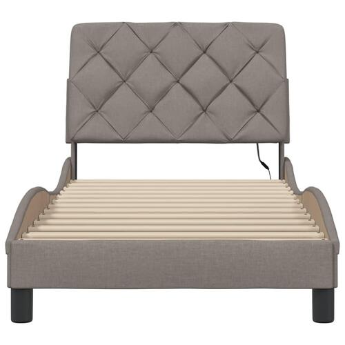 Sengeramme med LED uden madras 90x190 cm stof gråbrun