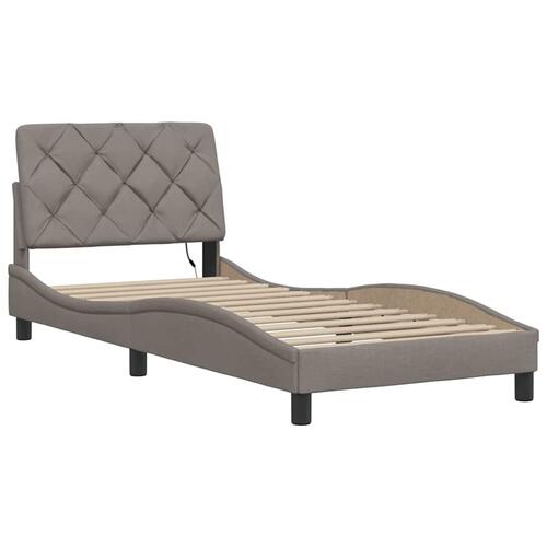 Sengeramme med LED uden madras 90x190 cm stof gråbrun
