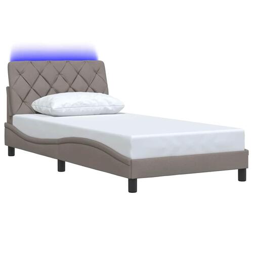Sengeramme med LED uden madras 100x200 cm stof gråbrun