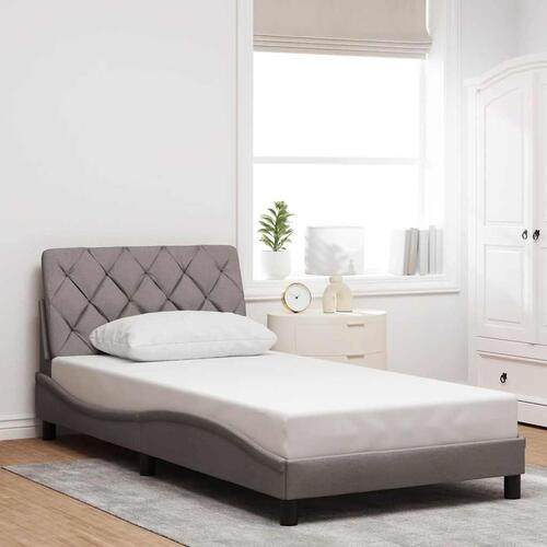 Sengeramme med LED uden madras 100x200 cm stof gråbrun