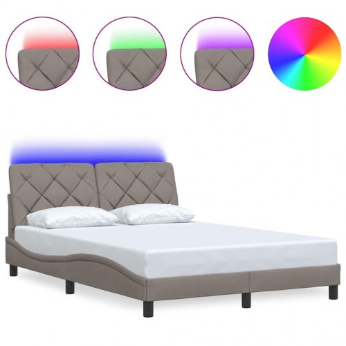 Sengeramme med LED-lys 120x200 cm i stof - gråbrun