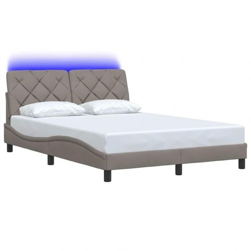 Sengeramme med LED-lys 120x200 cm i stof - gråbrun