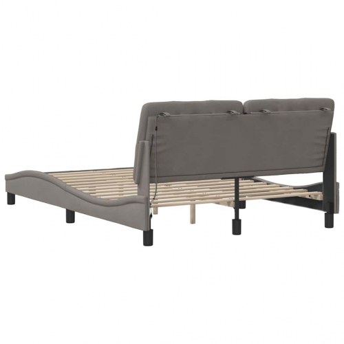 Sengeramme med LED-lys 120x200 cm i stof - gråbrun