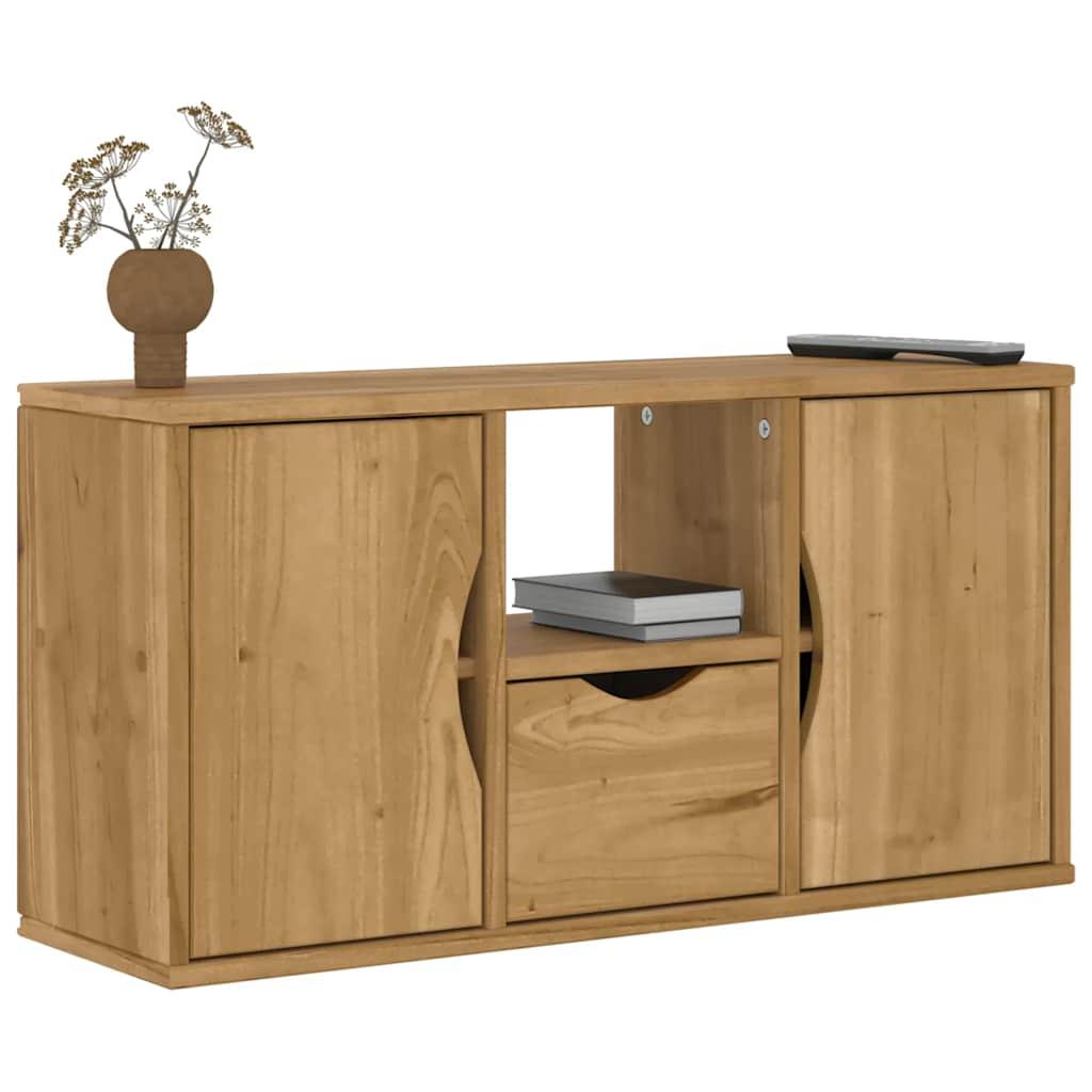 Tv-Skab Odda 79X24X40 Cm Massivt Fyrretræ - Brun / with drawer and doors