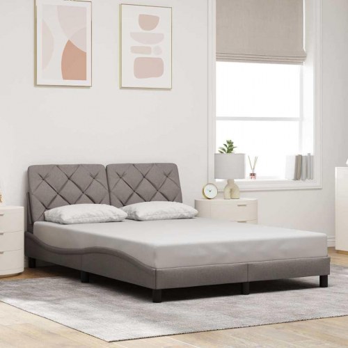 Sengeramme i stof - taupe 120×200 cm med hovedgærde