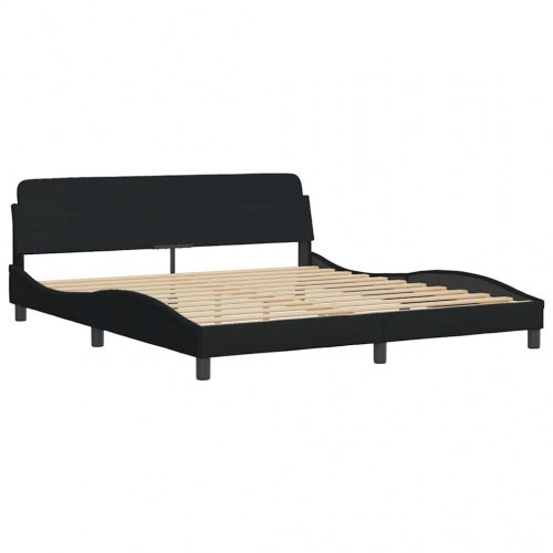 Sengeramme 180×200 cm i sort stof med hovedgærde