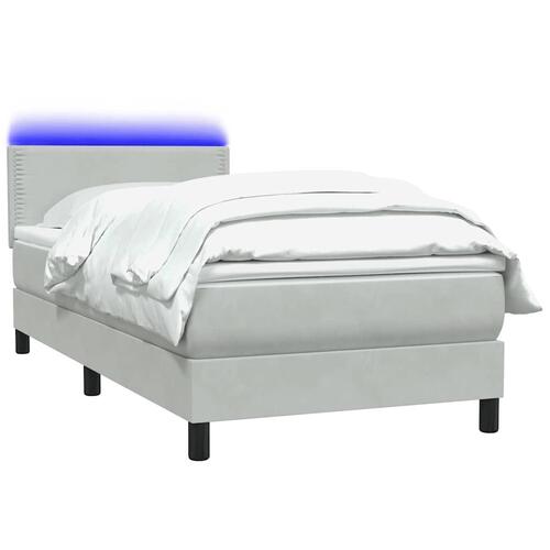 Kontinentalseng med madras lysegrå 90x210 cm fløjl