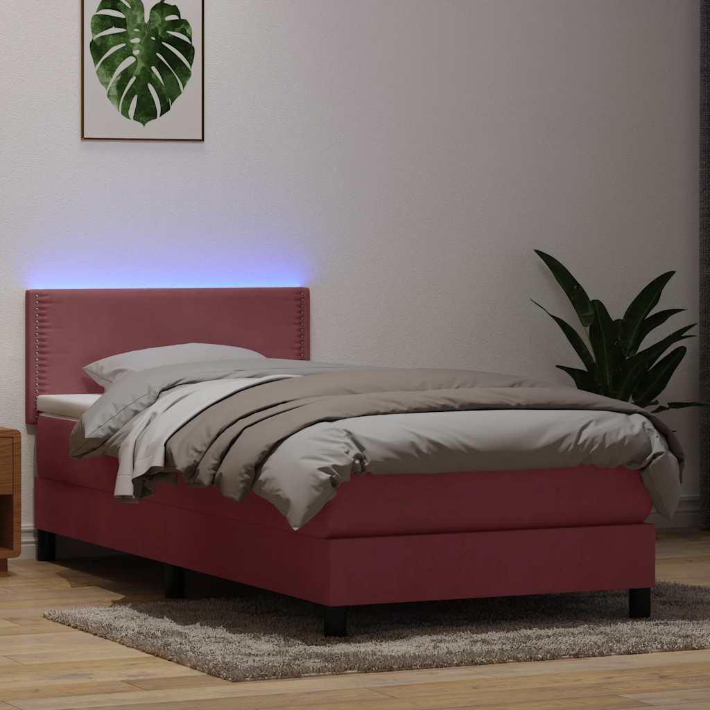 Kontinentalseng med madras 100x210 cm fløjl lyserød