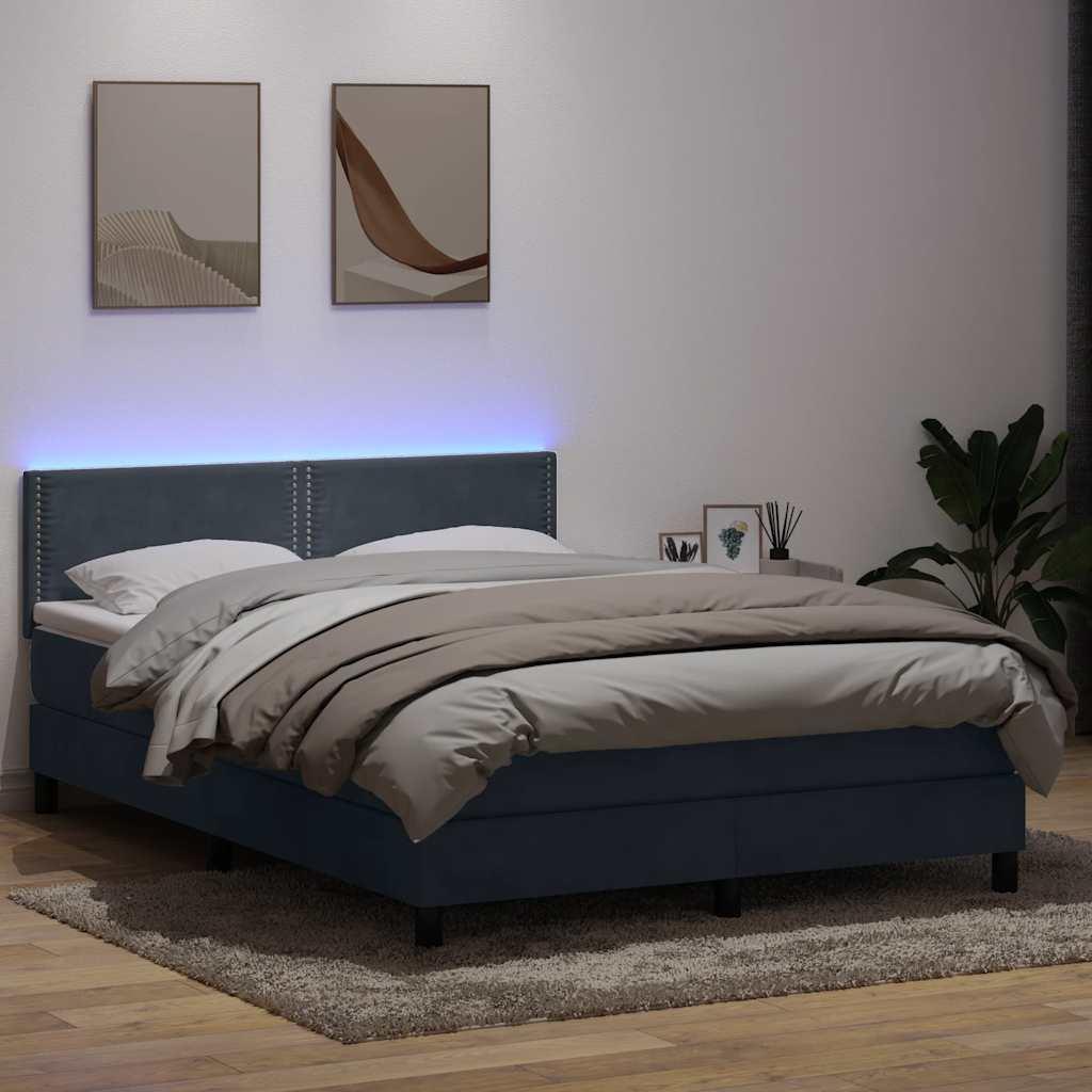 Kontinentalseng med madras 140x210 cm fløjl mørkegrå