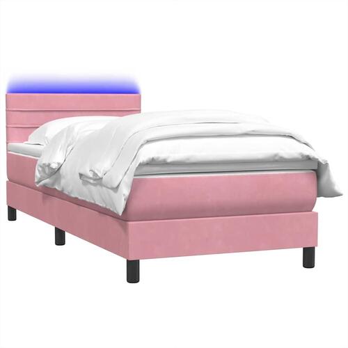 Kontinentalseng med madras lyserød 80x210 cm fløjl