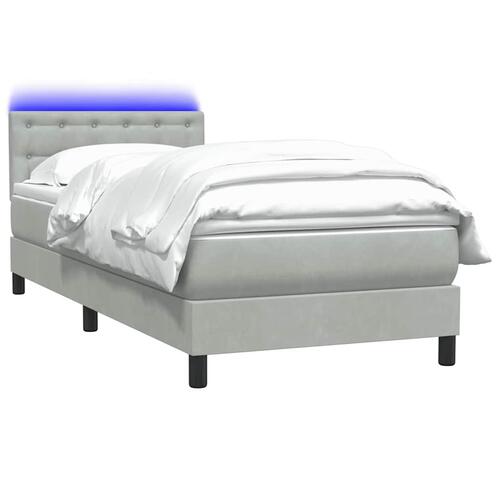 Kontinentalseng med madras lysegrå 90x210 cm fløjl