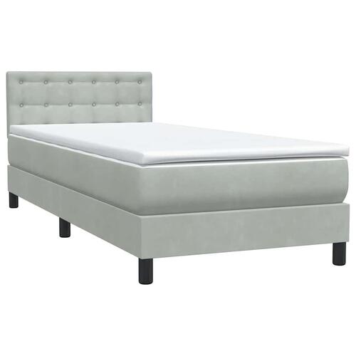Kontinentalseng med madras lysegrå 90x210 cm fløjl