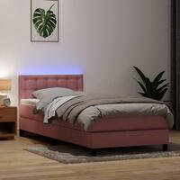 Kontinentalseng med madras 100x210 cm fløjl lyserød