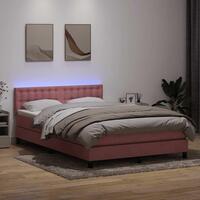 Kontinentalseng med madras 140x210 cm fløjl lyserød