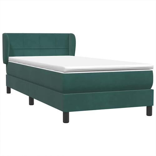 Kontinentalseng med madras 100x210 cm fløjl mørkegrøn