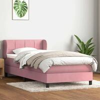 Kontinentalseng med madras 100x210 cm fløjl lyserød