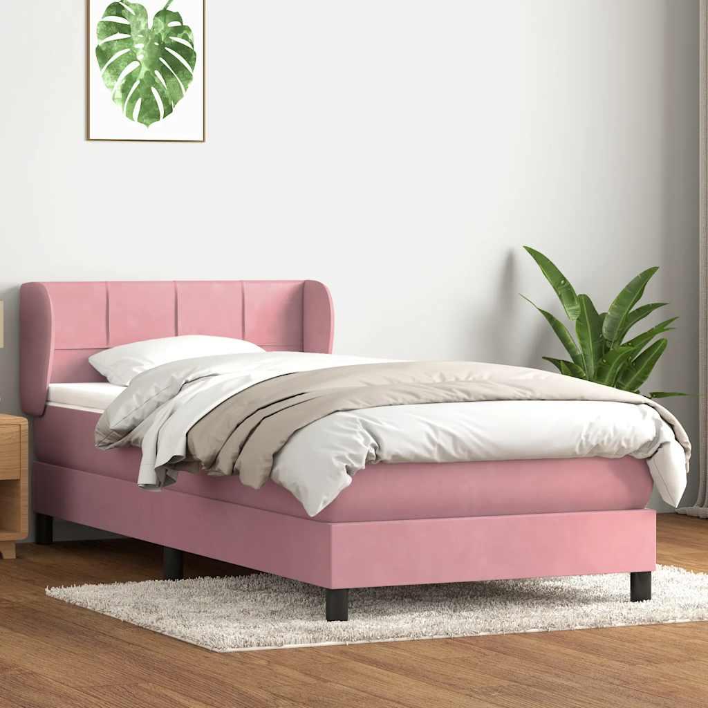 Kontinentalseng med madras 100x210 cm fløjl lyserød