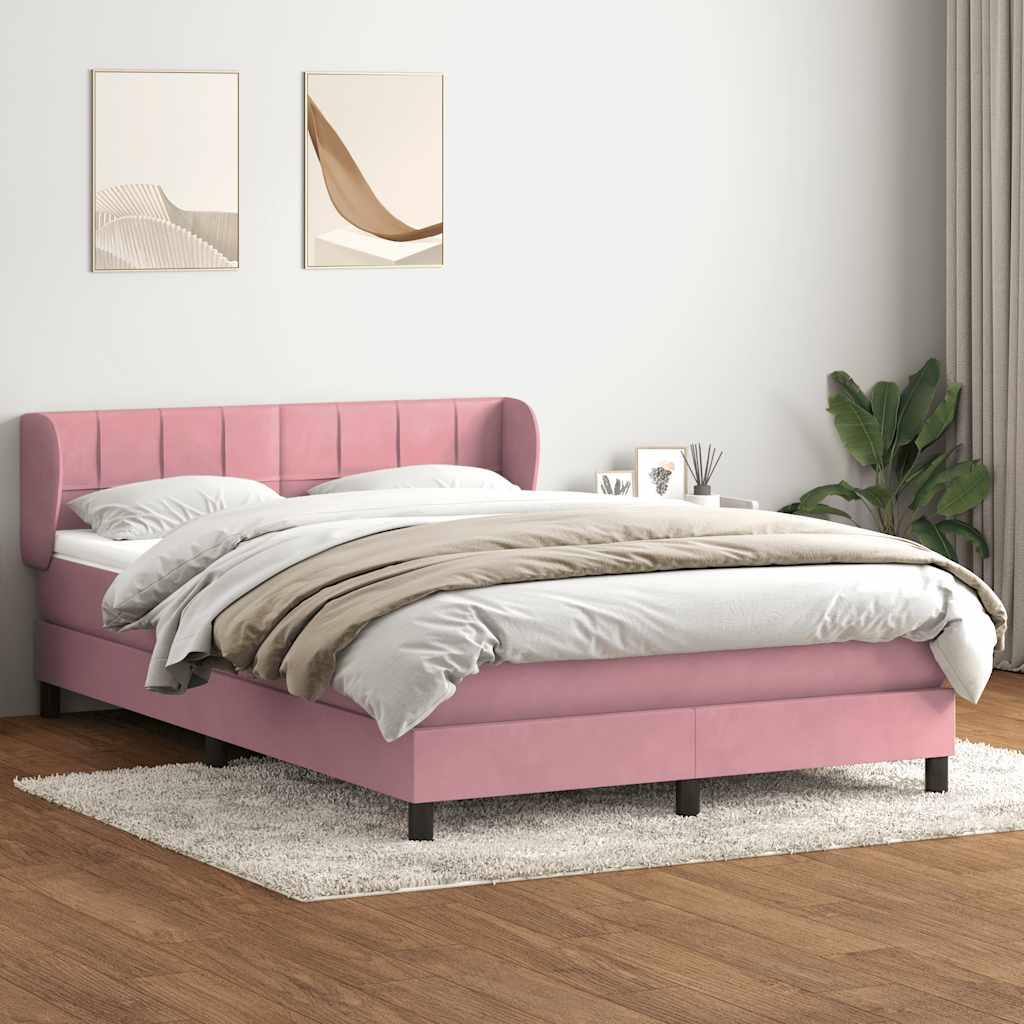 Kontinentalseng med madras 160x210 cm fløjl lyserød