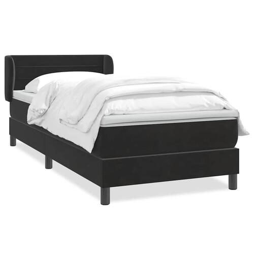 Kontinentalseng med madras 90x210 cm fløjl sort