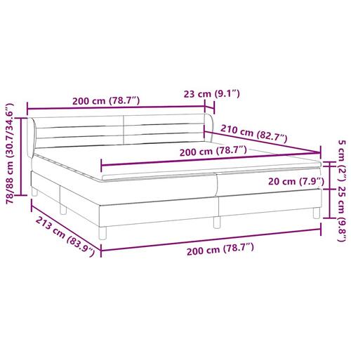 Kontinentalseng med madrasser 200x210 cm fløjl mørkegrå