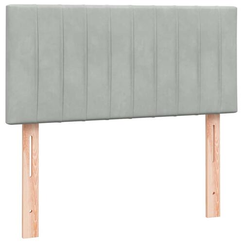 Kontinentalseng med madras lysegrå 90x210 cm fløjl