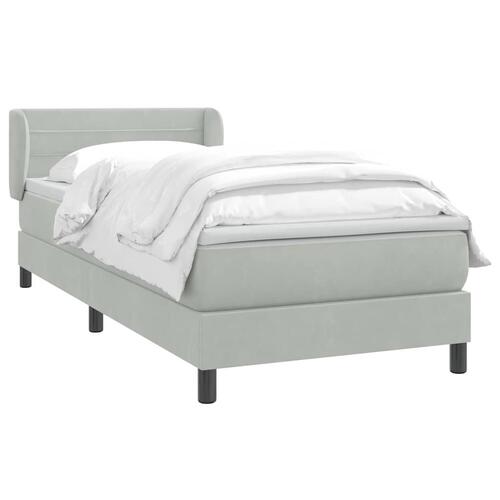 Kontinentalseng med madras lysegrå 90x210 cm fløjl