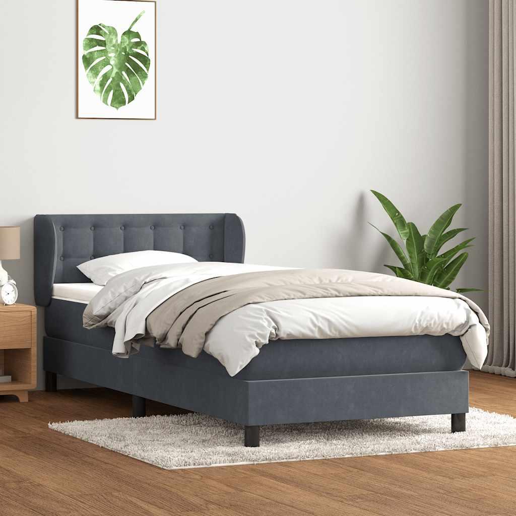 Kontinentalseng med madras mørkegrå 80x220 cm fløjl