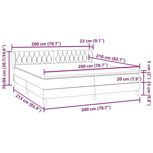 Kontinentalseng med madrasser 200x210 cm fløjl mørkegrå