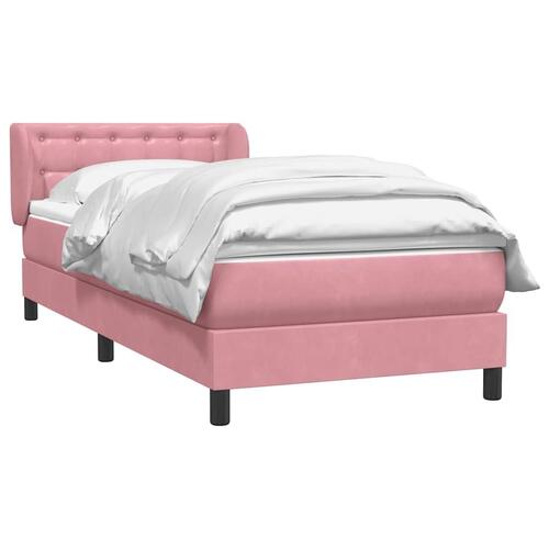 Kontinentalseng med madras lyserød 80x210 cm fløjl