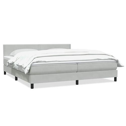 Kontinentalseng med madras 200x220 cm fløjl lysegrå