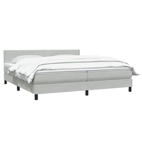 Kontinentalseng med madras 200x220 cm fløjl lysegrå