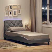Sengeramme med LED uden madras 90x190 cm Stof lysegrå