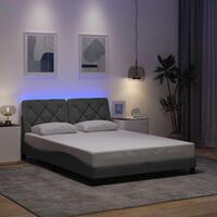 Sengeramme med LED uden madras 120x200 cm stof lysegrå