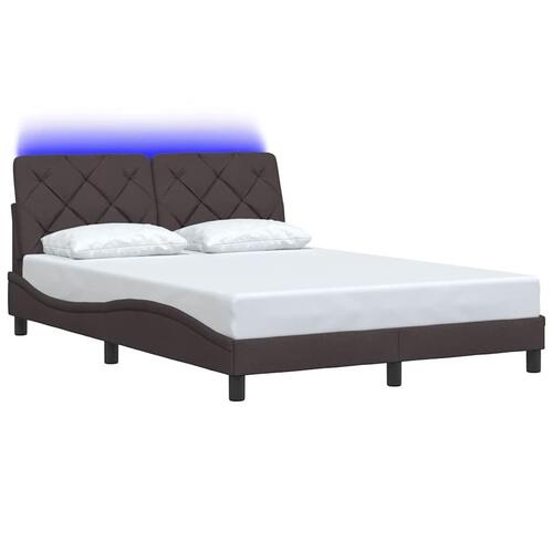 Sengeramme med LED uden madras 120x200 cm stof mørkebrun