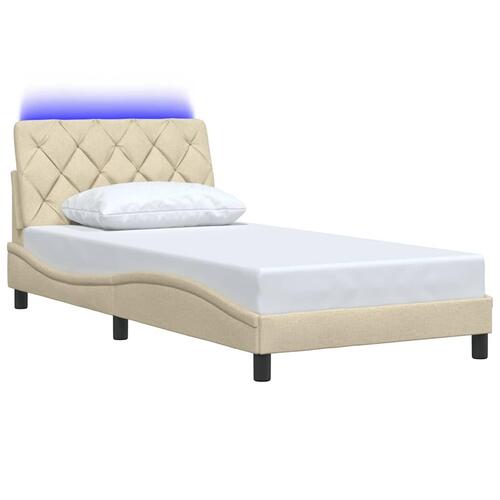 Sengeramme med LED uden madras 100x200 cm stof creme