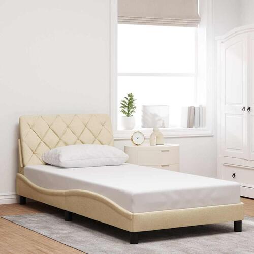Sengeramme med LED uden madras 100x200 cm stof creme
