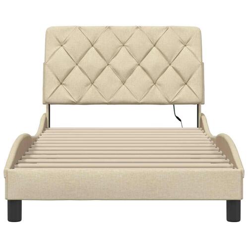Sengeramme med LED uden madras 100x200 cm stof creme