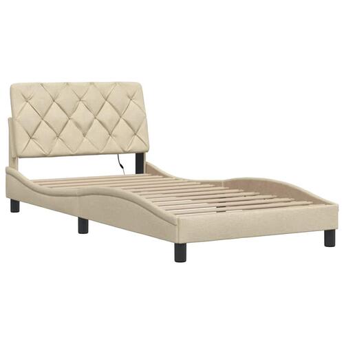 Sengeramme med LED uden madras 100x200 cm stof creme